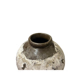 Vintage Distressed White Paint Rough Pottery Ceramic Vase Jar ws4566S