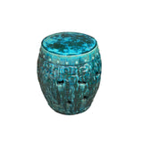 Green Teal Turquoise Swirl Cloud Pattern Round Ceramic Stool Table ws4577S