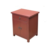 Chinese Distressed Brick Red Simple Drawer End Table Nightstand ws4580S