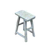 Rustic Raw Rough Wood Grain Rectangle Slim Stool Bench Side Table ws4583S