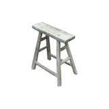 Rustic Raw Rough Wood Grain Rectangle Slim Stool Bench Side Table ws4586S