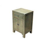 Distressed Marks Light Olive Green Drawer End Table Nightstand ws4599S