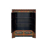 Tibetan Style Lotus Geometric Graphic Carving Edge Storage Cabinet ws4611S
