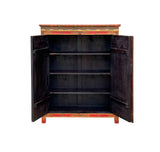 Tibetan Style Golden Double Dragons Graphic Credenza Storage Cabinet ws4618S