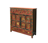 Tibetan Style 8 Auspicious Symbols Graphic Credenza Storage Cabinet ws4623S