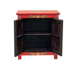 Tibetan Oriental Black Red Tigers Graphic End Table Nightstand ws4627S
