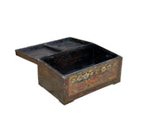 Vintage Distressed Brick Red Brown Flower Vase Oriental Wood Trunk Table ws4633S