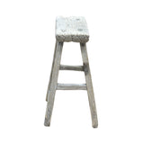 Rustic Raw Rough Wood Grain Rectangle Slim Stool Bench Side Table ws4636S AA