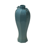 Oriental Octagonal Solid Mid Blue Glaze Ceramic Art Vase Jar ws4657S