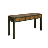 Vintage Rustic Fabric Grass Green Lacquer 3 Drawers Console Table ws4675S