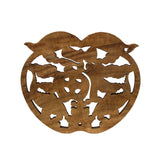 Small Apple Shape Fok Koi Motif Wood Wall Panel Plaque Art ws4677S