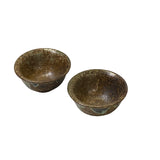 Pair Chinese Ceramic Bronze Brown Turquoise Glaze Cup Display Art ws4678S