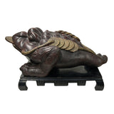 Vintage Chinese Brown Metal Toad Frog Coins FengShui Figures ws4703S
