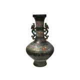 Orient Bronze Glaze Dragon Handle Color Floral Motif Ceramic Vase ws4717S