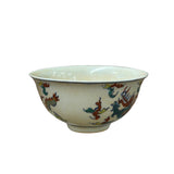 Chinese Off White Color Dragon Graphic Porcelain Bowl Display Art ws4719S
