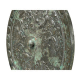 Green Gray Metal Crafted Round Fengshui Harmony Plaque Display Art ws4730S