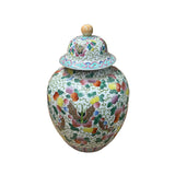 Multi-Color Floral Butterflies Graphic Porcelain General Temple Jar ws4734S