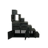 Distressed Black Triangle Step Tansu Storage Cabinet Display Room Divider ws4760S