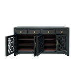 Black Lattice Doors Drawers Sideboard Credenza Console Cabinet ws4756S