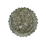 Green Gray Stone Dragon Carving Round Fengshui Plaque Display Art ws4761S