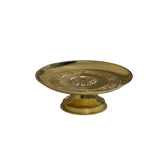 Chinese Lotus Floral Pattern Gold Color Metal Offering Plate Holder ws4766S