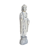 Chinese Distressed Gray Stone Carved Standing Buddha Statue ws4767S