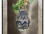 Chinese Flower Vase Embroidery Scroll Painting Wall Art ws4772S
