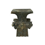 Green Gray Stone Carved Ritual Fengshui Ding Display Art ws4786S