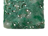 Natural Green Stone Koi Fishes Motif Carving Display Plaque Art ws4835S