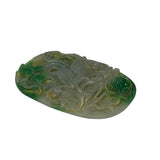 Oriental Colored Stone Bird Bat Motif Carving Display Plaque Art ws4836S