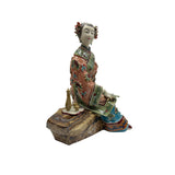 Chinese Porcelain Qing Style Dressing Drinking Tea Lady Figure ws4843S