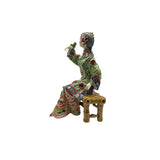 Chinese Porcelain Qing Style Dressing Sitting Bench Bird Lady Figure ws4848S