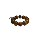 Chinese Brown Stain Cypress Stripe Beads Hand Rosary Praying Bracelet ws4862S