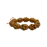 Chinese Brown Wood Beads Carved Into Skull Masks Look Chain ws4875S
