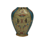Vintage Cloisonné Vase Dragon Handles and Chinese Floral Motifs - Turquoise Decor ws4891S