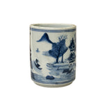 Chinese Small Blue White Scenery Graphic Porcelain Holder ws4902S