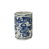 Chinese Blue White Porcelain Hexagon Gourd Graphic Small Vase ws4903S