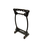 Chinese Distressed Brown Dragon Head Wood Figure Gong Display Rack ws4916S