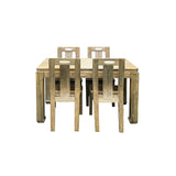 Oriental Light Wood Rough Grain Rectangular Dining Table 4 Chairs Set ws4932S