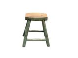 Rustic Bold Distressed Light Sage Green 4 Legs Wood Stool Side Table Stand ws4944S