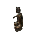Vintage Chinese Golden Red Brown Lacquer Wood Bodhisattva Statue ws4947S