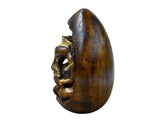 Vintage Oval Egg Shape Wood Relief Carved Ganesha Meditation Figure ws4951S