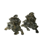 Pair Oriental Stone Carved Ram Wine Cup Holder Shaped Display Figures ws4953S