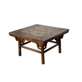 Vintage Rustic Raw Wood-Square Ming Style Apron Low Coffee Table ws4955S