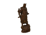 Carved Wood General Guan Yu Warrior Dragon Armor Figurine Sculpture ws4964S