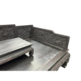 Oriental Dragon Relief Motif Solid Dense Tan Wood Luohan Daybed ws4970S