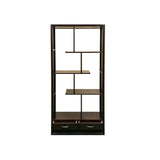 Asian Inspired Asymmetrical Dark Brown Shelving Display Cabinet Divider ws4972S