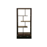 Asian Inspired Asymmetrical Dark Brown Shelving Display Cabinet Divider ws4972BS