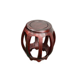 Vintage Reddish Brown Oriental Barrel Shape Round Stool Side Table ws4973S