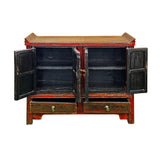 Vintage Distressed Brick Red Marks Point Edge Credenza Sideboard Cabinet ws4978S